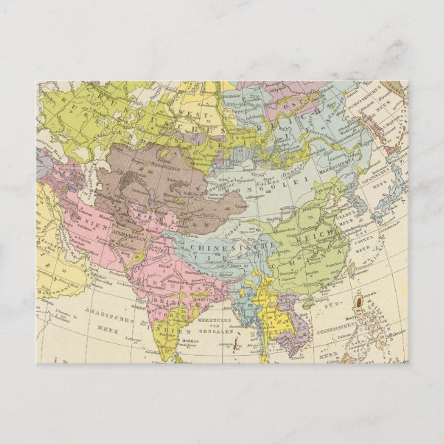 Postale Volkerkarte von Asien - Carte de l'Asie (Devant)