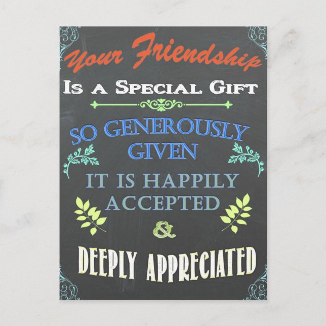 Postale Votre Carte Chalkboard d'amitié (Devant)