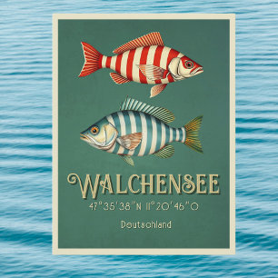 Postale Walchensee Lake Walchen Allemagne poisson Carte po