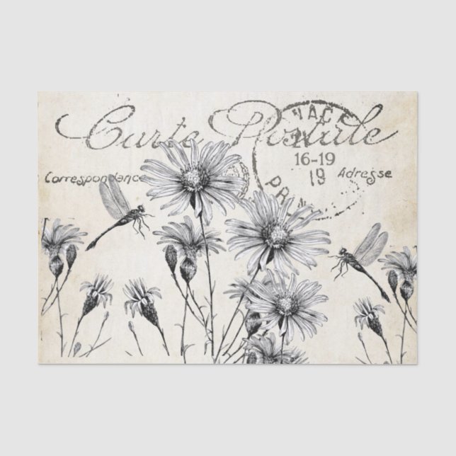Postale Wildblume Dragonfly Decoupage Seidenpapier (Vorderseite)