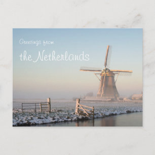 Postale Windmill dans la neige au lever du soleil carte po