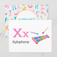 X est pour Xylophone - Carte Flash Alphabet