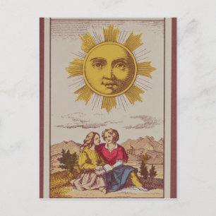 Postale XVIIII Le Soleil, carte de tarot française du Sun