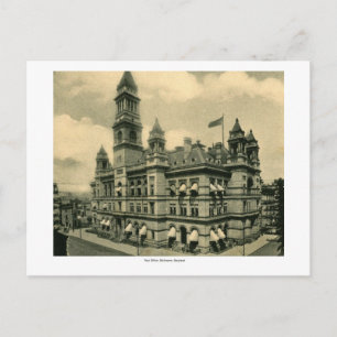 Postamt, Baltimore, Maryland Vintage Postkarte