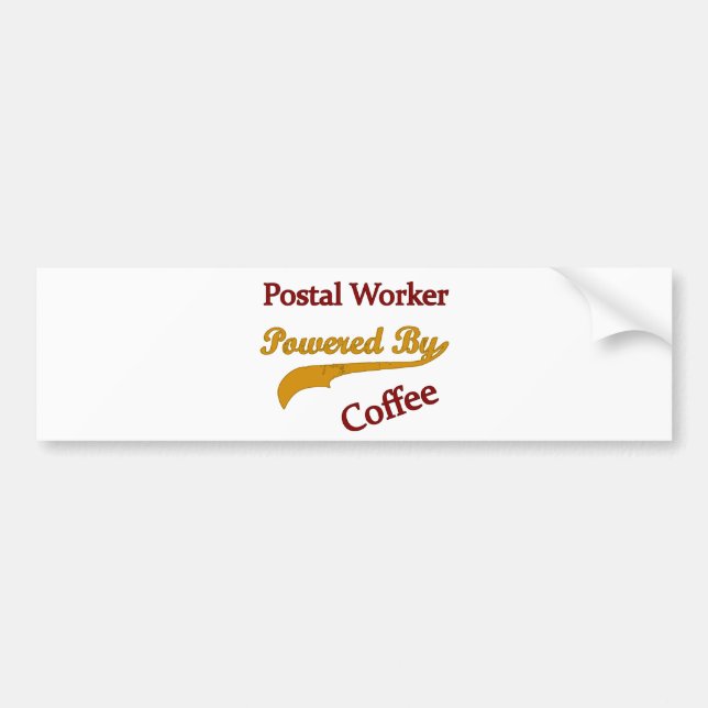 Postangestellter angetrieben durch Kaffee Autoaufkleber (Vorne)