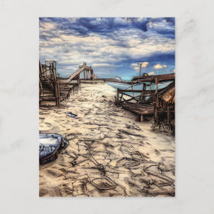 Postapokalyptische Leere Strand verlassen Postkarte