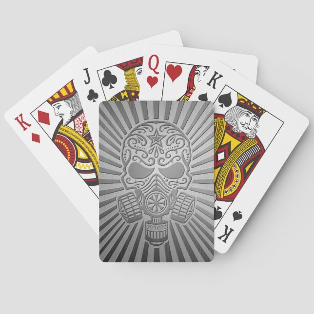 Postapokalyptischer Zuckerschädel, Stahleffekt Spielkarten (Rückseite)