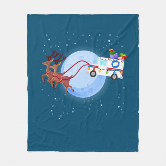 Postarbeiter Christmas Mail Truck Funny Mailman Fleecedecke (Vorderseite)