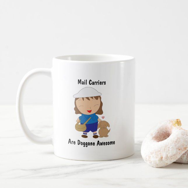 Postarbeiter Weiblich Phantastisch personalisieren Kaffeetasse (Mit Donut)