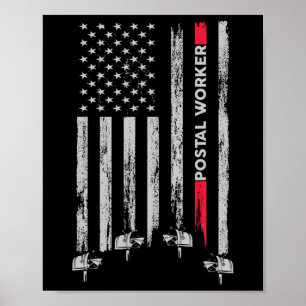 Postbediensteter Vintage USA Amerikanische Flagge  Poster