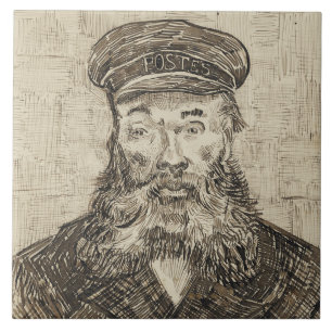 Postbote Joseph Roulin (Sepia-Skizze) (von van Gog Fliese