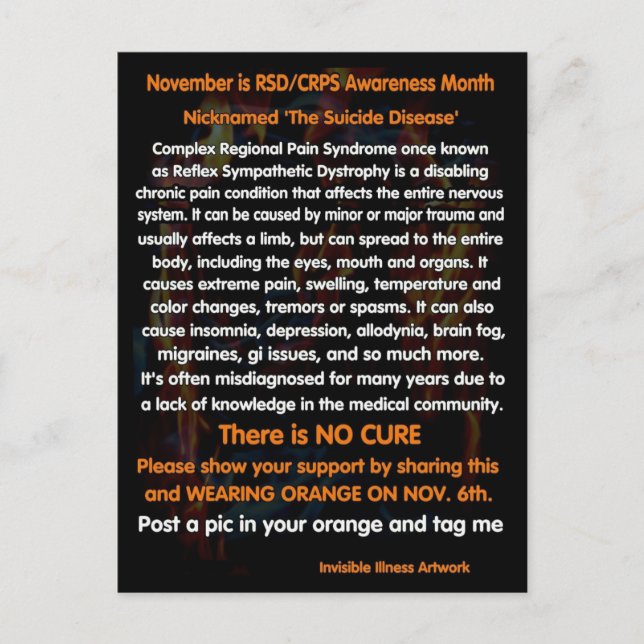 POSTCAR...RSD/CRPS - November ist RSD/CRPS Awarene Postkarte (Vorderseite)
