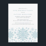 POSTCARD 50. Geburtstag Blaue Schneeflocke Einladu Einladungspostkarte<br><div class="desc">Sehr elegante blaue Aquarellschneeflocken schaffen einen hübschen Rahmen am Ende dieser Erwachsenengeburtseinladung. Modernes und minimalistisches Design hat ein offenes und luftiges Ambiente. Die zeitgenössische Ästhetik wird Menschen jeden Alters ansprechen.</div>