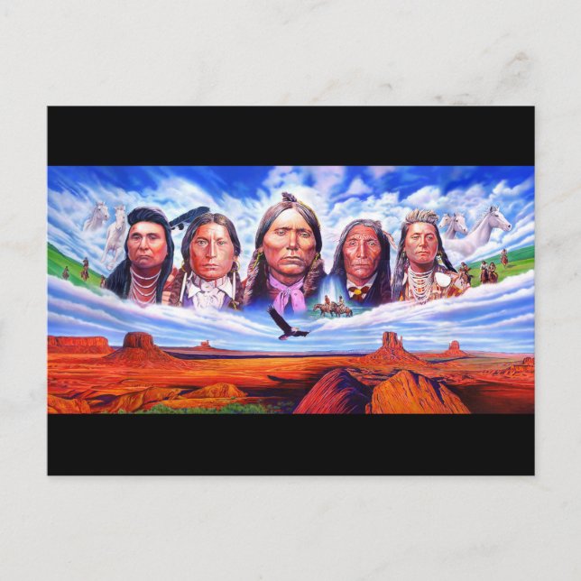 Postcard Amerikanische Ureinwohner Chiefs Artwork Postkarte (Vorderseite)
