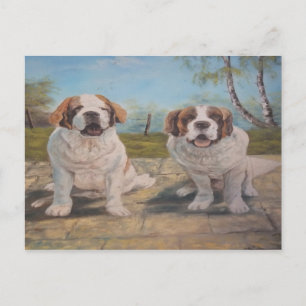 Postcard Ann Hayes Painting Two St Bernards Postkarte
