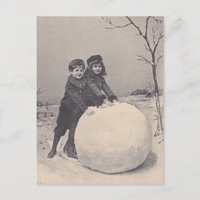 POSTCARD ANTIQUE REINTRODUKTION Snow Daze Play Postkarte (Vorderseite)