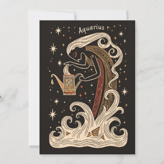 Postcard - Aquarius Celestial Zodiac Art Feiertagskarte