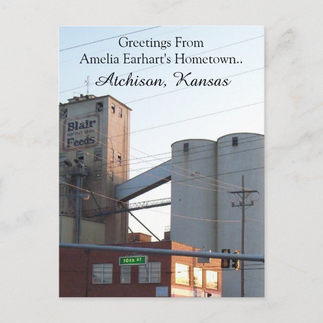 Postcard Atchison Kansas Heimat Amelia Earhart Postkarte (Vorderseite)