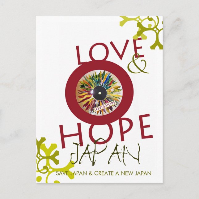 POSTCARD-Aufzeichnung der Blätter LIEBE & HOPE Coo Postkarte (Vorderseite)