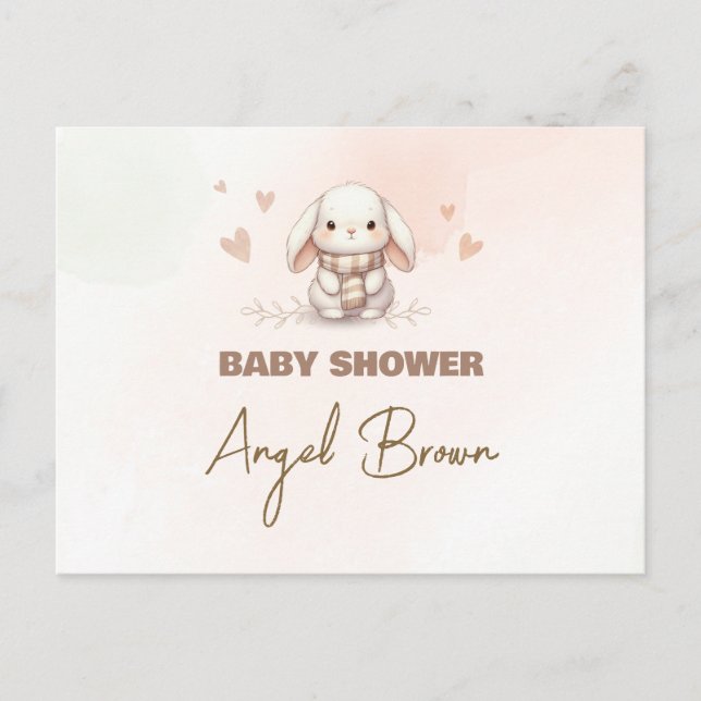 Postcard Baby Shower Bunny Postkarte (Vorderseite)