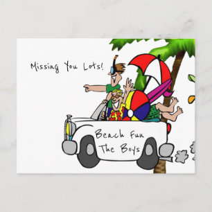 Postcard Beach Fun Vermisst dir viel! Postkarte