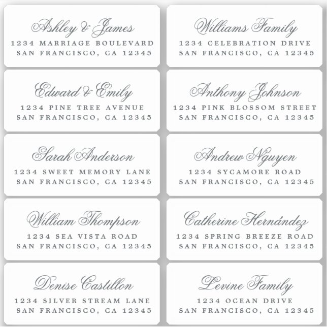 Postcard Calligraphy Wedding Guest Address Labels (Vorderseite)