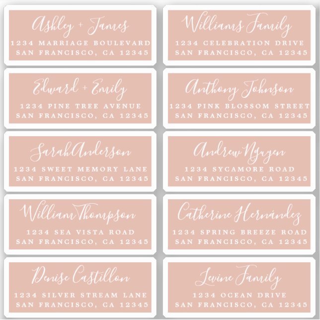 Postcard Calligraphy Wedding Guest Address Labels (Vorderseite)