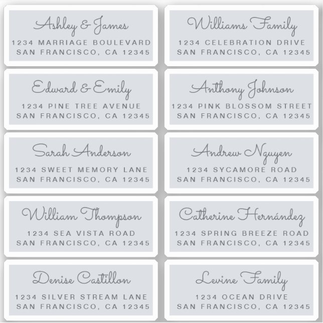 Postcard Calligraphy Wedding Guest Address Labels (Vorderseite)