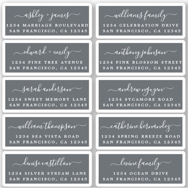 Postcard Calligraphy Wedding Guest Address Labels (Vorderseite)