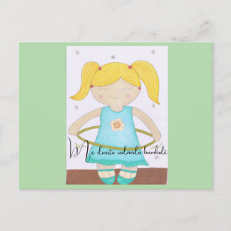 Postcard Child playing with a hula hoop Postkarte