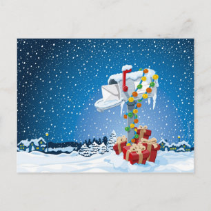 Postcard Christmas Mailbox Gift Boxes Snow Feiertagspostkarte