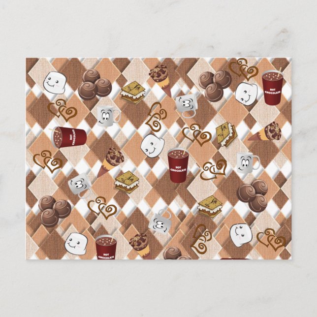 Postcard Coffee Shop Hot Chocolate Marshmallows Postkarte (Vorderseite)