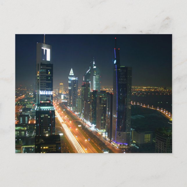 Postcard Dubai Night Skyline, Saudi-Arabien Postkarte (Vorderseite)