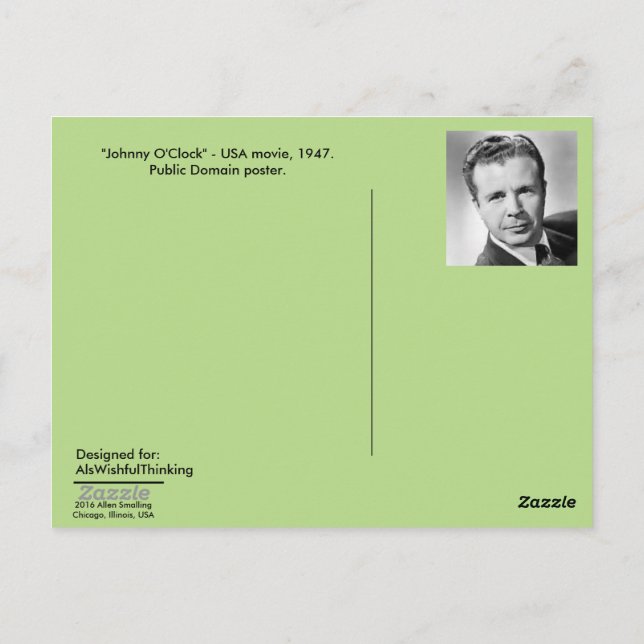 Postcard - Filmplakat "Johnny O'Clock", 1947 Postkarte (Rückseite)