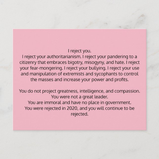 Postcard für den ehemaligen Präsidenten Trump Postkarte (Vorderseite)