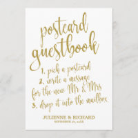 Postcard Gast Book Gold Glitzer Erschwingliches Ab