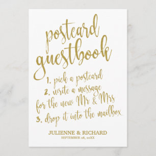Postcard Gast Book Gold Glitzer Erschwingliches Ab Einladung