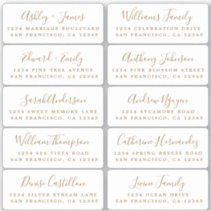 Postcard Gold Calligraphy Guest Address Labels