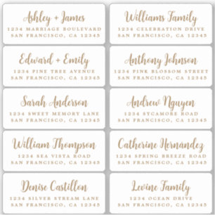 Postcard Gold Calligraphy Guest Address Labels