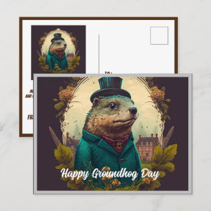Postcard Groundhog Day A Celebration of Spring Postkarte