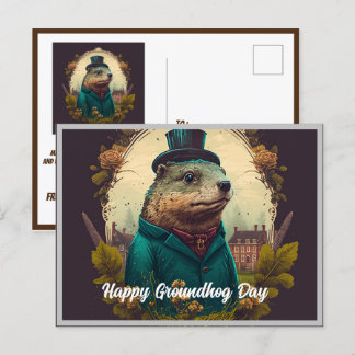 Postcard Groundhog Day A Celebration of Spring Postkarte
