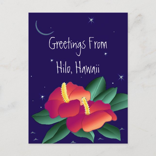 Postcard Gruß aus Hilo Hawaii Tropische Nacht Postkarte (Vorderseite)