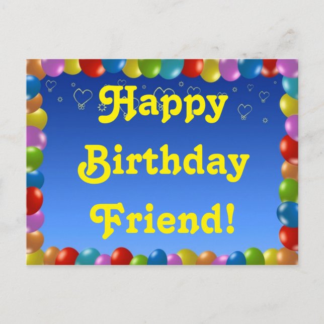 Postcard Happy Birthday Friend Postkarte (Vorderseite)