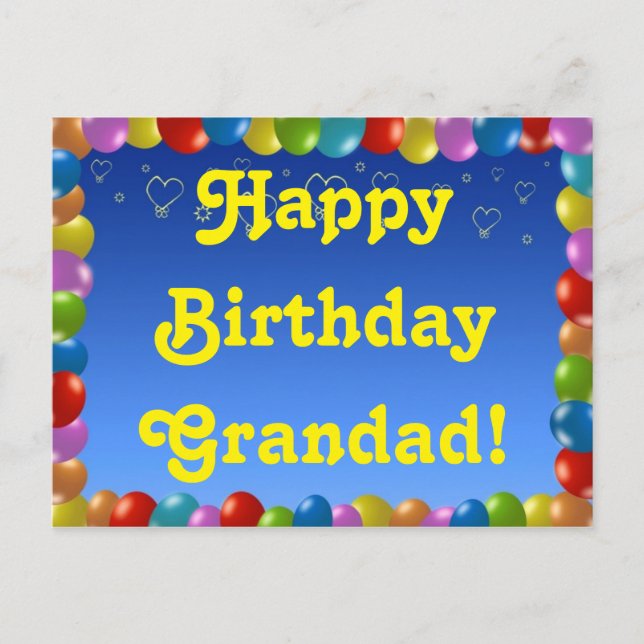 Postcard Happy Birthday Grandad Postkarte (Vorderseite)