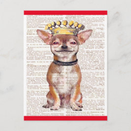 POSTCARD - HAPPY CHIHUAHUA-RED TRIM POSTKARTE