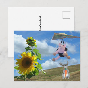 Postcard - Happy Friends on Hill Postkarte