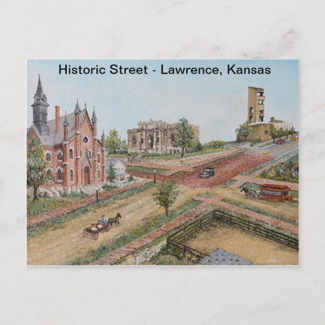 Postcard - Historic Street: Lawrence, Kansas Postkarte (Vorderseite)