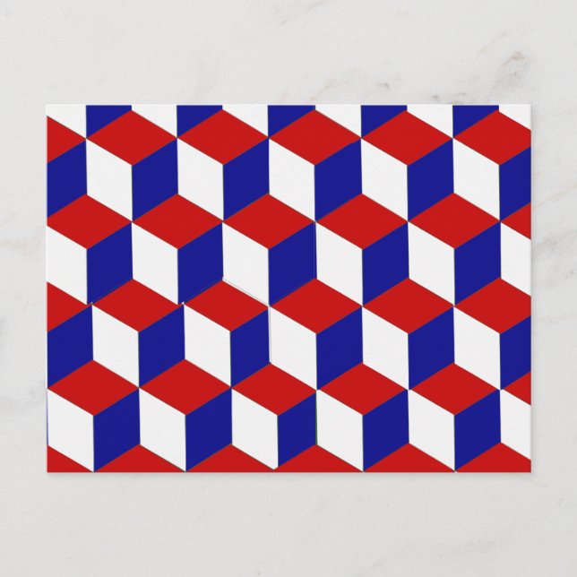 Postcard - Illusion in Rot, Weiß und Blau Postkarte (Vorderseite)