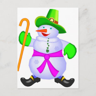 Postcard Irish Snowman Weihnachten