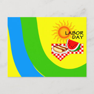 Postcard Labour Day Festive Picnic Invitations PC Einladungspostkarte